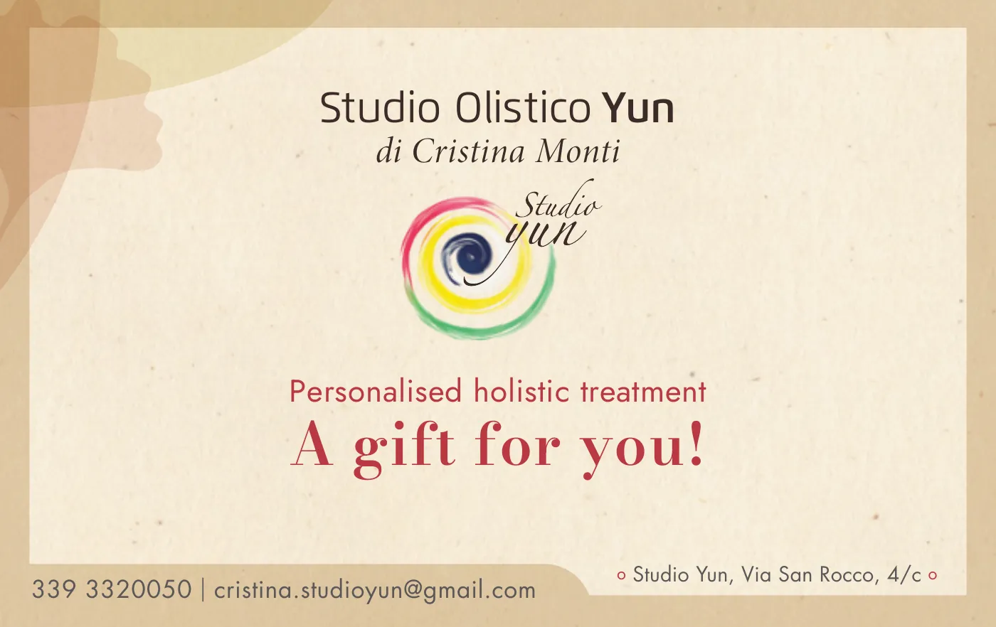 The Studio Olistico Yun gift voucher: a personalised holistic treatment, a gift for you